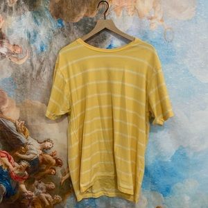 Baby Yellow T-shirt with white stripes.
